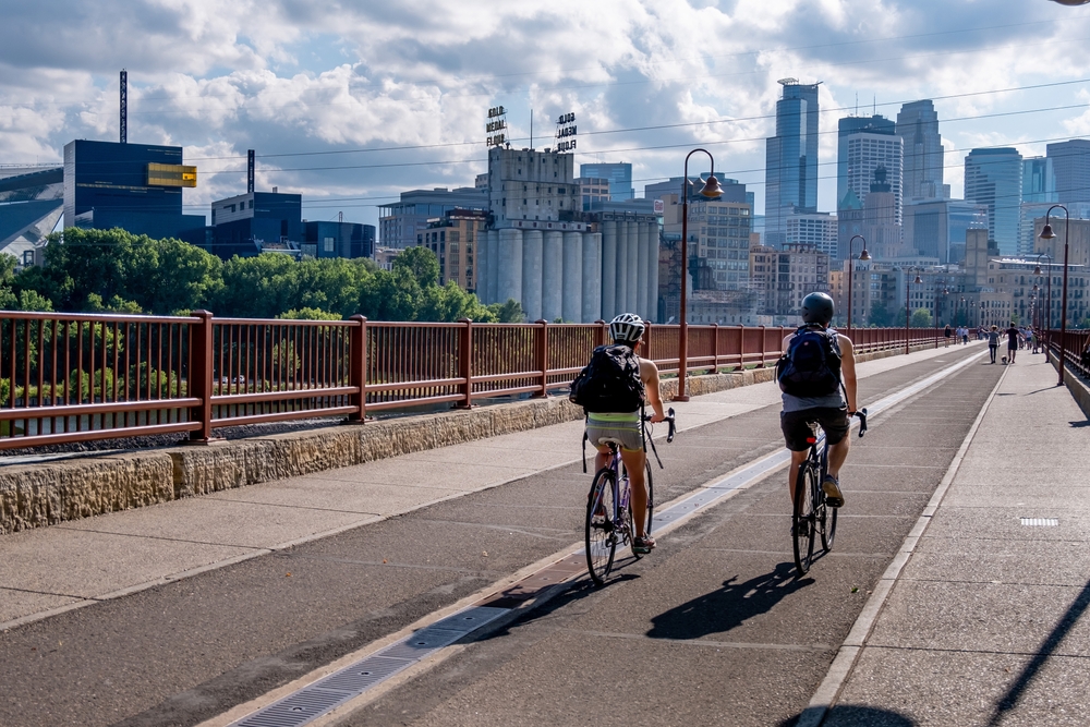 couple riding bikes