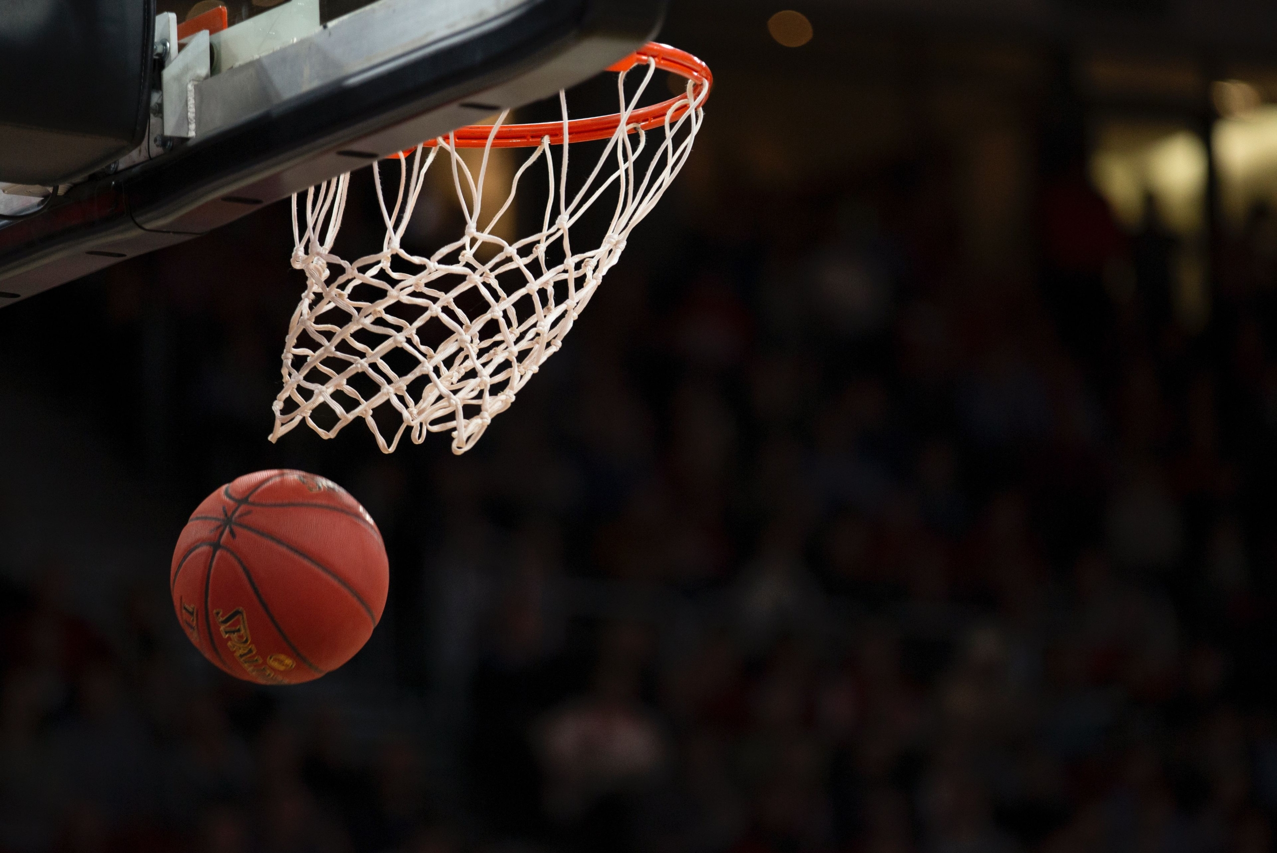 a basketball in a net