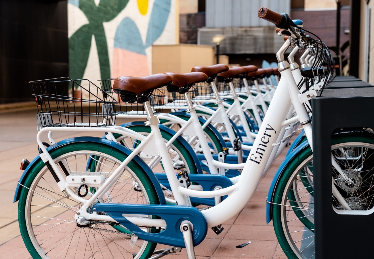 Bikes branded with Hotel Emery