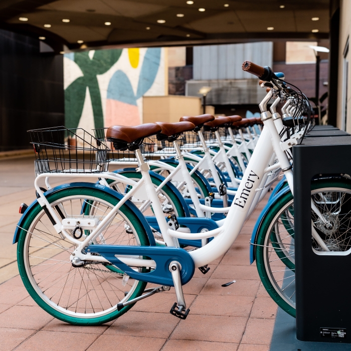 Bikes branded with Hotel Emery