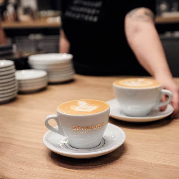 Latte in a white cup