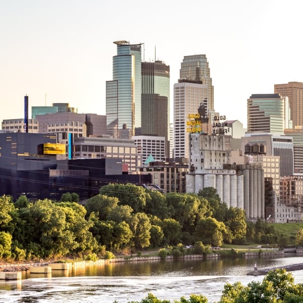 The Minneapolis skyline on Mississippi river