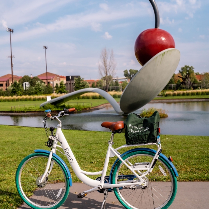 A bike with Hotel Emery branding