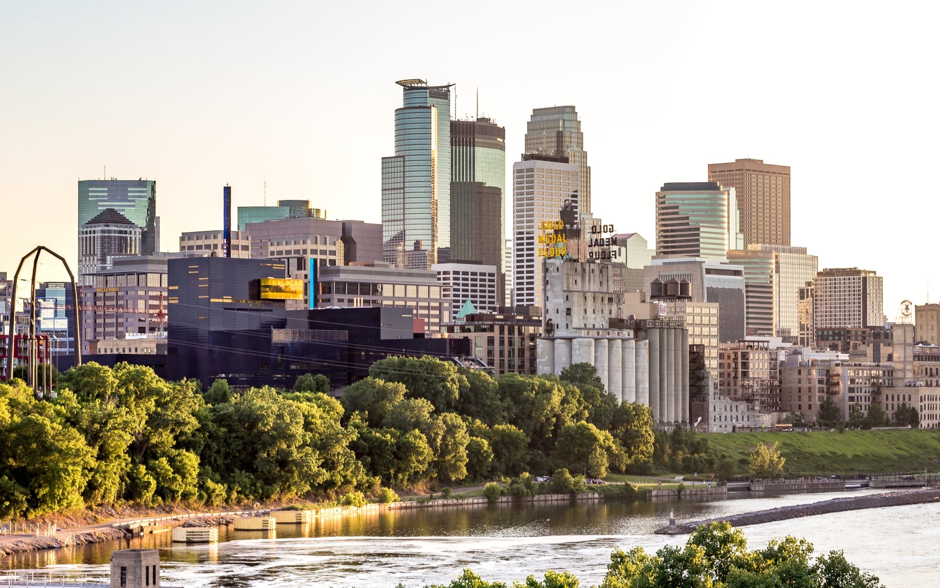 The Minneapolis skyline on Mississippi river